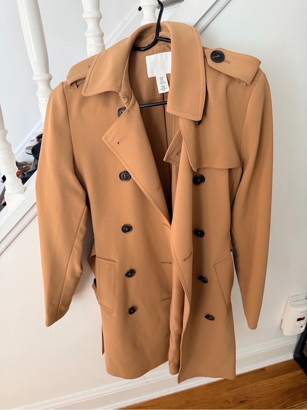 H&M Camel Double-Breasted Trench Coat
